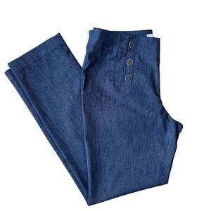New York and Company Women’s Sailor Double Button Pant Size 6 Denim Chambray